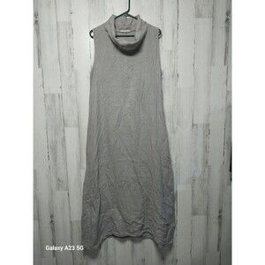 Francesca Bettini Gray 100% Linen Sleeveless Cowl Neck Maxi Dress Lagenlook XL